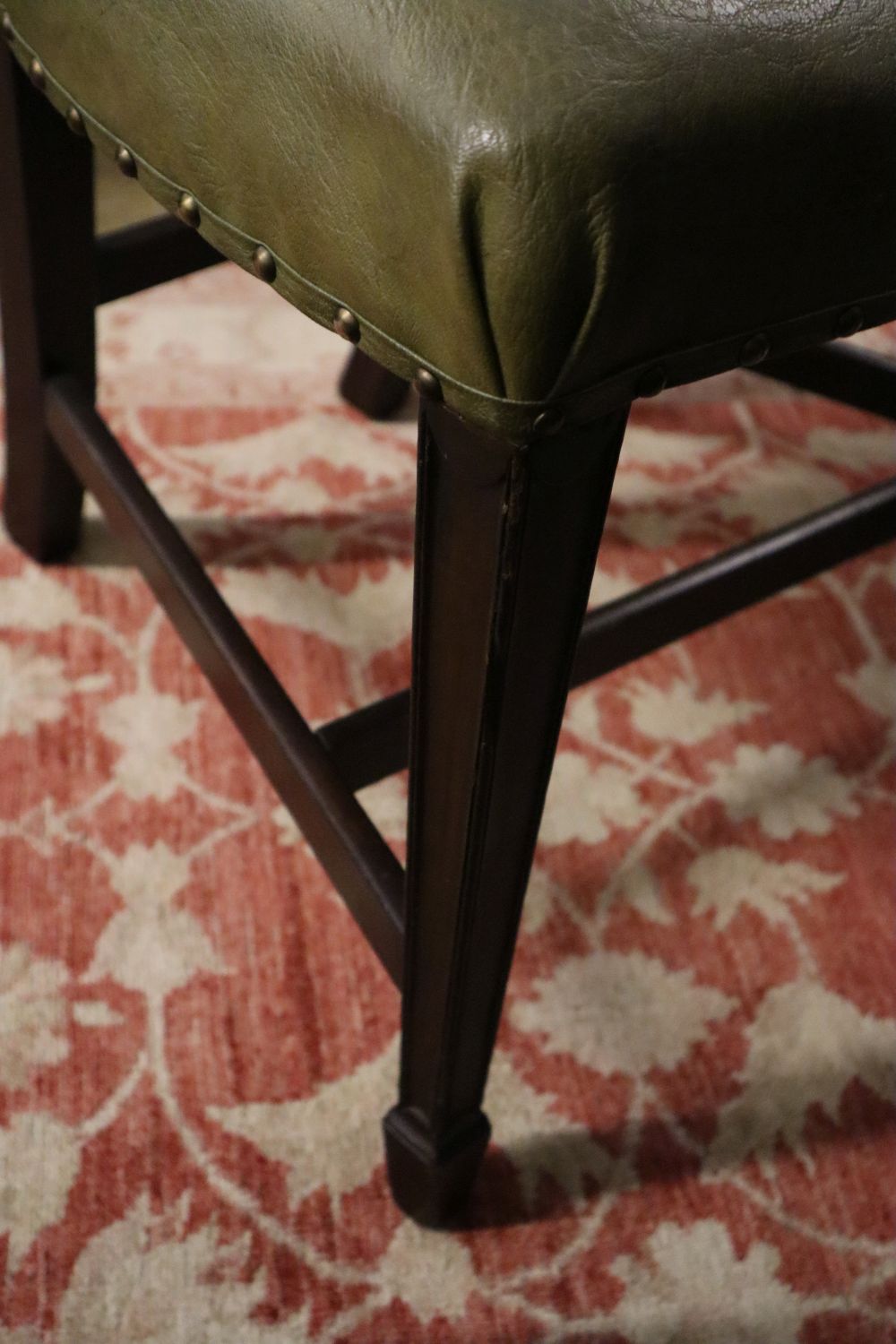 A pair of Victorian Hepplewhite style chairs with leather seats